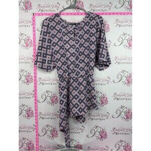 mark. Shirt Geometric shirt fairy hem purple white blouse